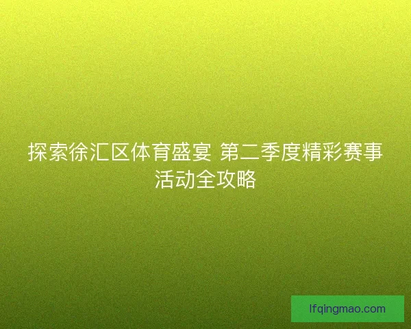 探索徐汇区体育盛宴 第二季度精彩赛事活动全攻略