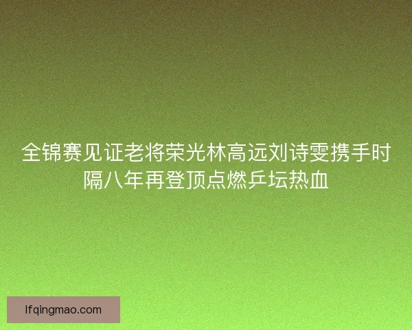 全锦赛见证老将荣光林高远刘诗雯携手时隔八年再登顶点燃乒坛热血
